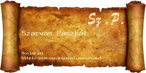 Szarvas Paszkál névjegykártya